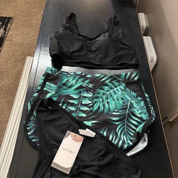 NEW Girl's 3 Piece Bikini Sets Tropical Print Swimsuit Bathing Suit SZ 12/13 - Picture 6 of 6